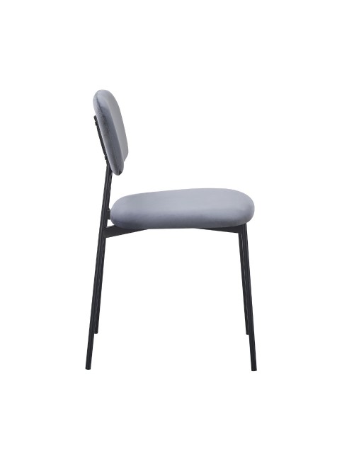 Sedia Shen in vellutino grigio e gambe in metallo nero 44x49x78H