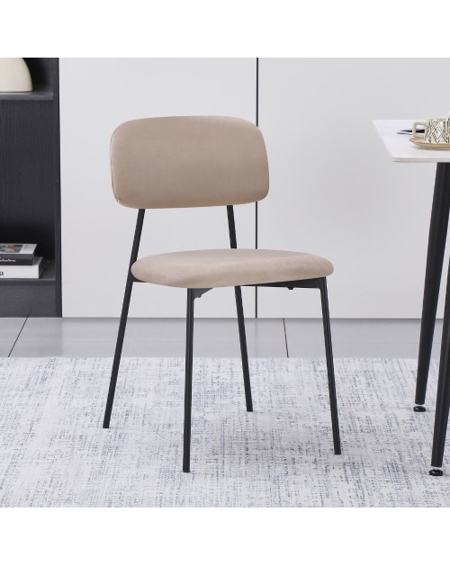 Sedia Shen in vellutino taupè e gambe in metallo nero 44x49x78H