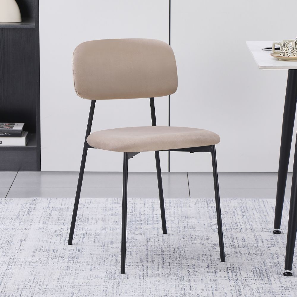Sedia Shen in vellutino taupè e gambe in metallo nero 44x49x78H