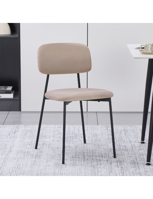 Sedia Shen in vellutino taupè e gambe in metallo nero 44x49x78H