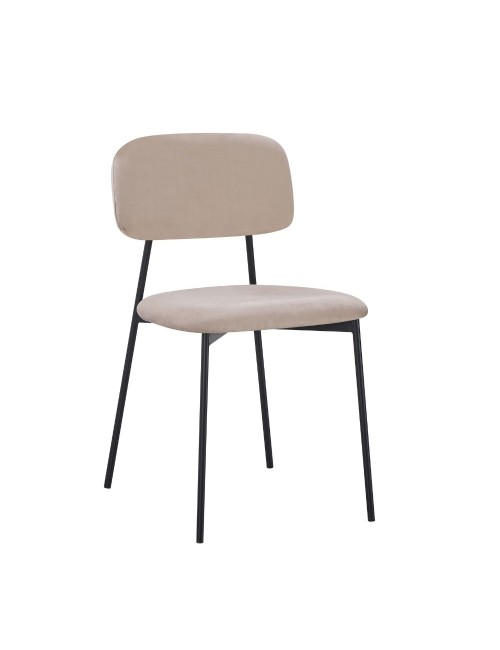Sedia Shen in vellutino taupè e gambe in metallo nero 44x49x78H