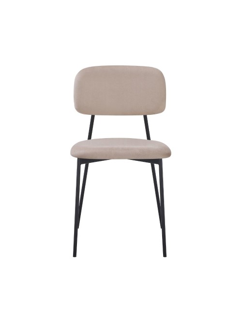 Sedia Shen in vellutino taupè e gambe in metallo nero 44x49x78H