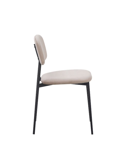 Sedia Shen in vellutino taupè e gambe in metallo nero 44x49x78H