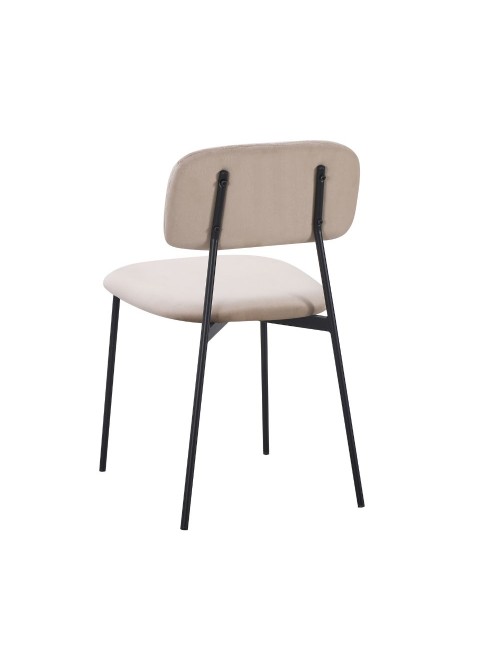 Sedia Shen in vellutino taupè e gambe in metallo nero 44x49x78H