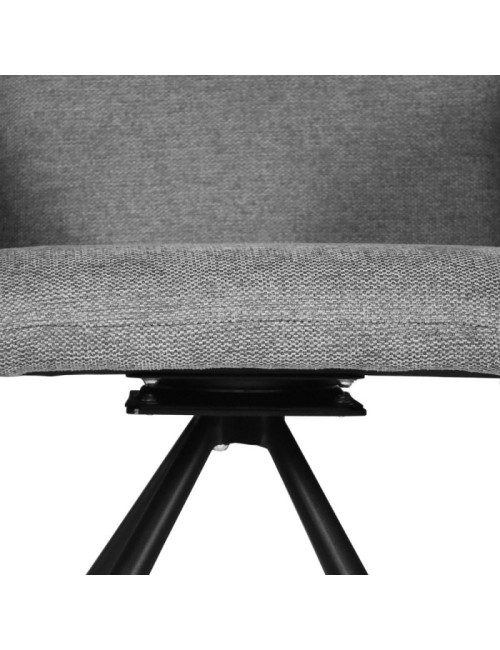 Sedia girevole con braccioli Mosaic in tessuto grigio e gambe in metallo nero