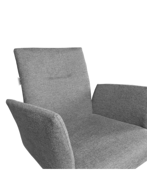 Sedia girevole con braccioli Mosaic in tessuto grigio e gambe in metallo nero