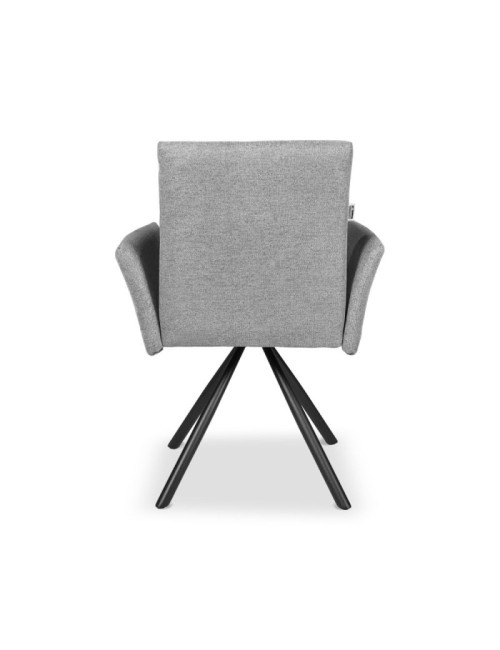Sedia girevole con braccioli Mosaic in tessuto grigio e gambe in metallo nero