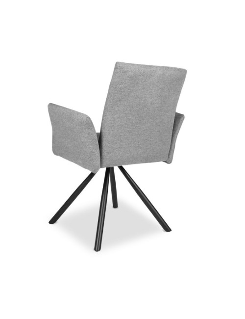 Sedia girevole con braccioli Mosaic in tessuto grigio e gambe in metallo nero