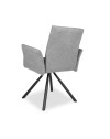 Sedia girevole con braccioli Mosaic in tessuto grigio e gambe in metallo nero