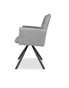 Sedia girevole con braccioli Mosaic in tessuto grigio e gambe in metallo nero