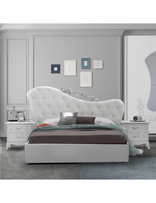 Camera da letto Marsida bianco larice con armadio scorrevole serigrafato – Eleganza e funzionalità per la tua zona notte