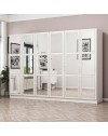 Armadio Kale 6 ante battenti bianco con specchi 270x52x190H – Eleganza e capienza