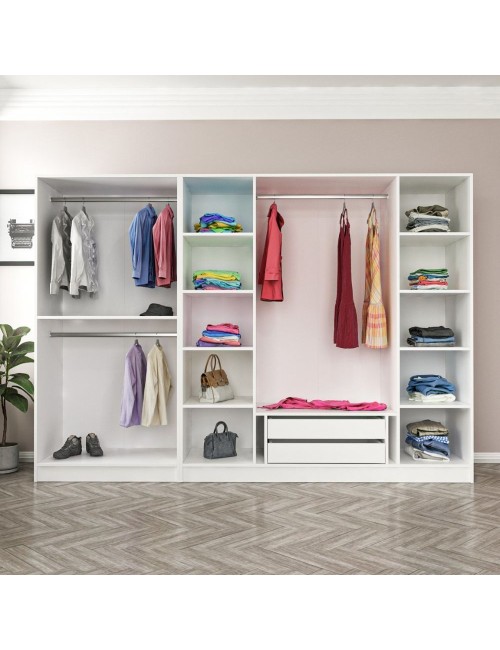 Armadio Kale 6 ante battenti bianco con specchi 270x52x190H – Eleganza e capienza