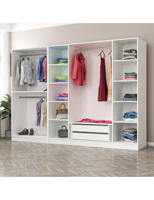 Armadio Kale 6 ante battenti bianco con specchi 270x52x190H – Eleganza e capienza