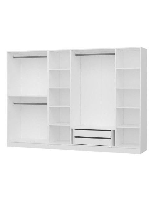 Armadio Kale 6 ante battenti bianco con specchi 270x52x190H – Eleganza e capienza
