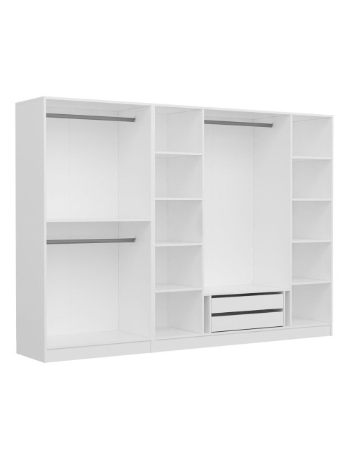Armadio Kale 6 ante battenti bianco con specchi 270x52x190H – Eleganza e capienza
