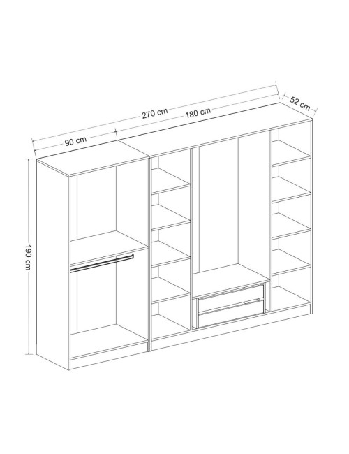 Armadio Kale 6 ante battenti bianco con specchi 270x52x190H – Eleganza e capienza