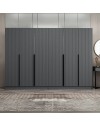 Armadio Kale 6 ante battenti effetto cannettato antracite 270x52x210H – Eleganza e capienza