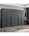 Armadio Kale 6 ante battenti effetto cannettato antracite 270x52x210H – Eleganza e capienza