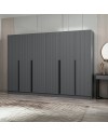 Armadio Kale 6 ante battenti effetto cannettato antracite 270x52x210H – Eleganza e capienza
