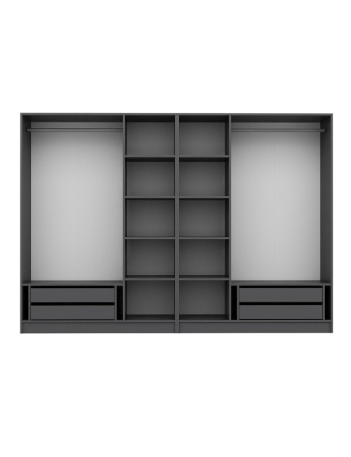 Armadio Kale 6 ante battenti effetto cannettato antracite 270x52x210H – Eleganza e capienza
