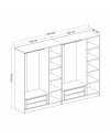 Armadio Kale 6 ante battenti effetto cannettato antracite 270x52x210H – Eleganza e capienza