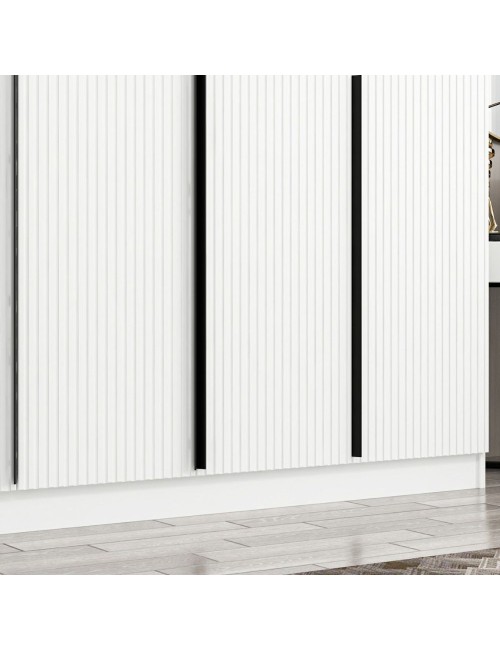 Armadio Kale 6 ante battenti effetto cannettato bianco 270x52x210H – Eleganza e capienza