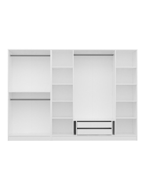 Armadio Kale 6 ante battenti effetto cannettato bianco 270x52x210H – Eleganza e capienza