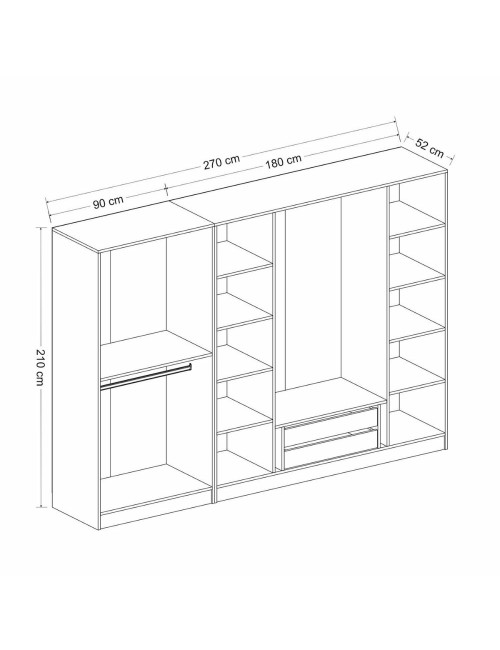 Armadio Kale 6 ante battenti effetto cannettato bianco 270x52x210H – Eleganza e capienza