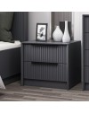 Comodino Kale antracite effetto cannettato due cassetti incassati 53x45x45H