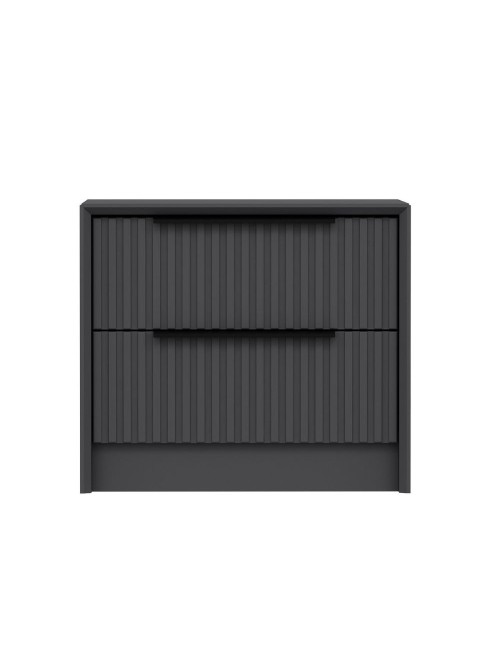 Comodino Kale antracite effetto cannettato due cassetti incassati 53x45x45H