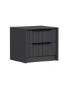 Comodino Kale antracite effetto cannettato due cassetti incassati 53x45x45H