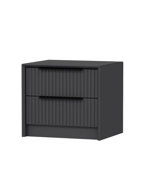Comodino Kale antracite effetto cannettato due cassetti incassati 53x45x45H