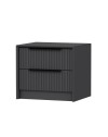 Comodino Kale antracite effetto cannettato due cassetti incassati 53x45x45H