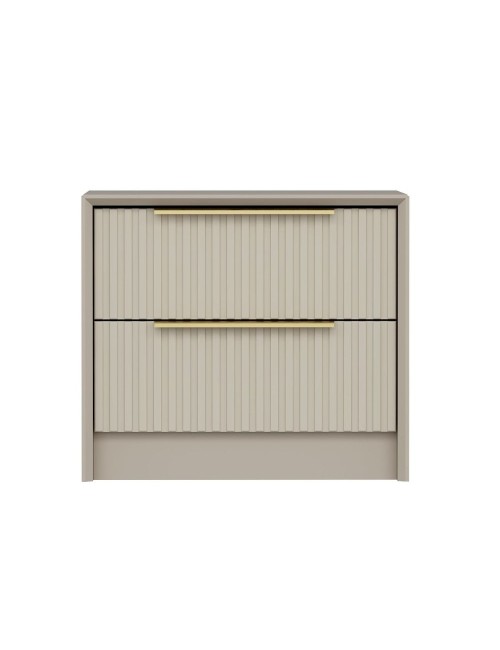 Comodino Kale cashmere effetto cannettato due cassetti incassati 53x45x45H