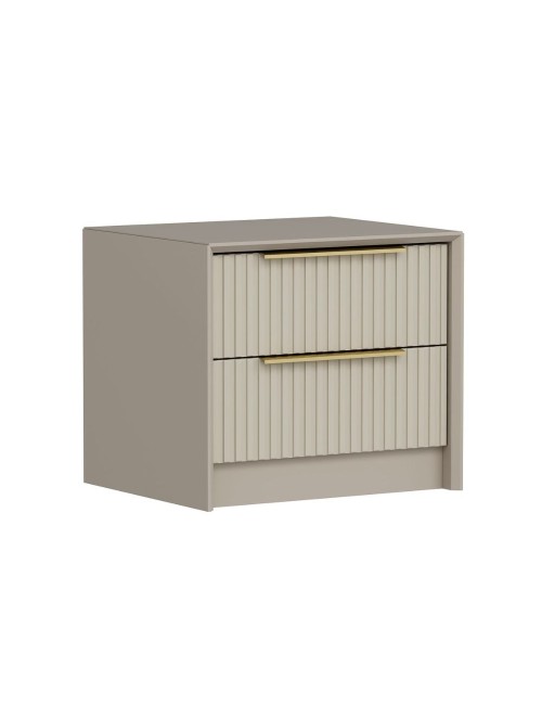Comodino Kale cashmere effetto cannettato due cassetti incassati 53x45x45H