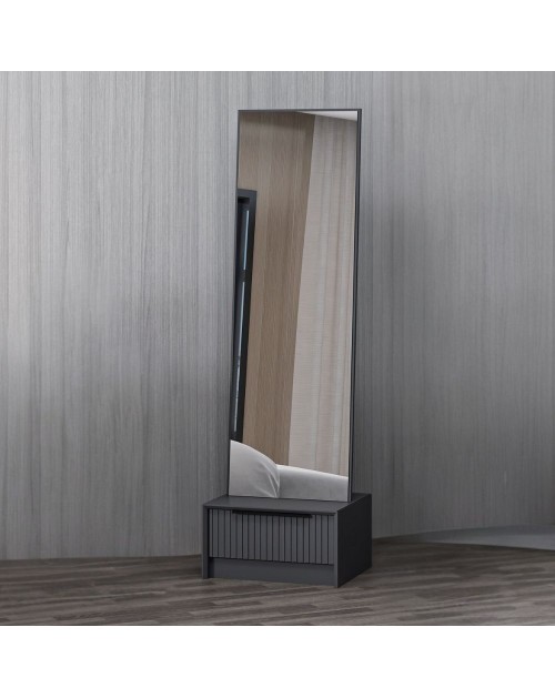 Specchio Kale con base cassetto antracite 54x45x178H