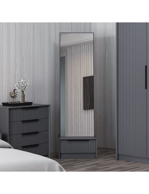Specchio Kale con base cassetto antracite 54x45x178H