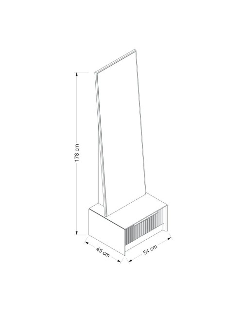 Specchio Kale con base cassetto antracite 54x45x178H