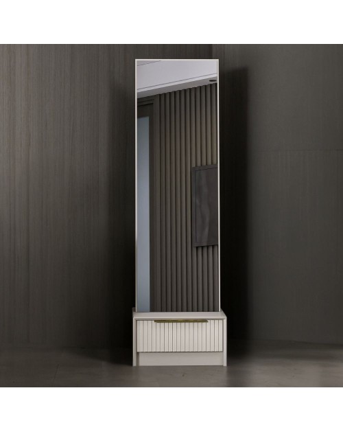 Specchio Kale con base cassetto cashmere 54x45x178H