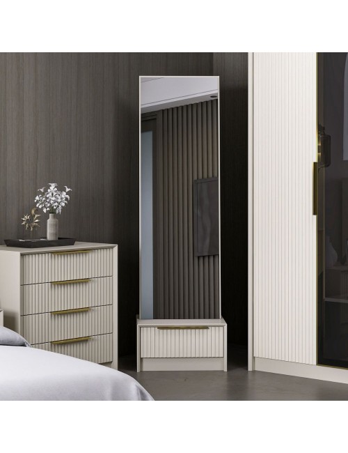 Specchio Kale con base cassetto cashmere 54x45x178H