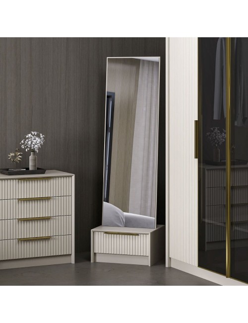 Specchio Kale con base cassetto cashmere 54x45x178H