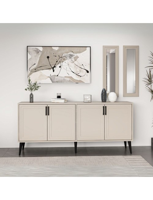 Madia Prime colore cashmere 180x45x80H con due specchi a parete