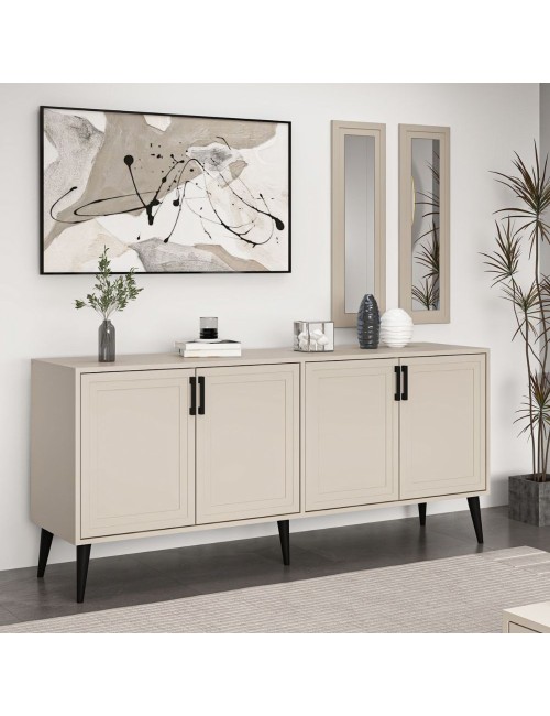 Madia Prime colore cashmere 180x45x80H con due specchi a parete