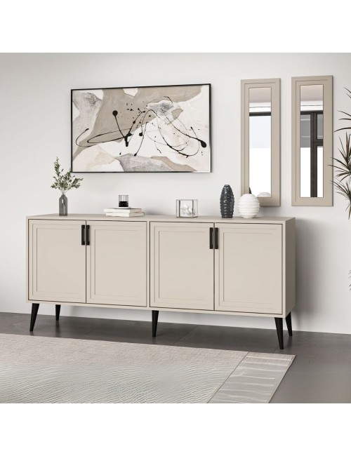 Madia Prime colore cashmere 180x45x80H con due specchi a parete