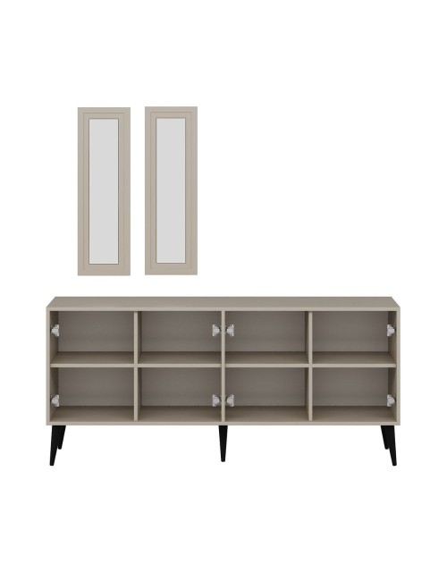 Madia Prime colore cashmere 180x45x80H con due specchi a parete