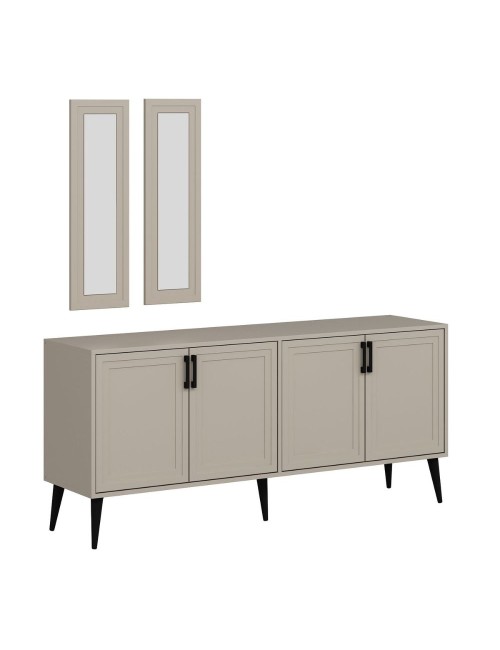 Madia Prime colore cashmere 180x45x80H con due specchi a parete
