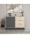 Madia Esta rovere chiaro e antracite con effetto cannettato 120x45x90H