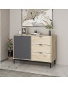 Madia Esta rovere chiaro e antracite con effetto cannettato 120x45x90H