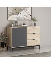 Madia Esta rovere chiaro e antracite con effetto cannettato 120x45x90H